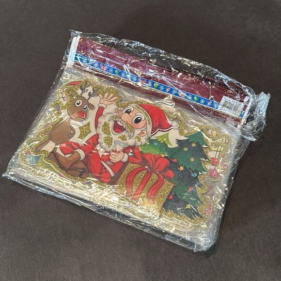 Christmas Window Decorations Assorted Santa Reindeer Double Sided (12pack) NEW - Picture 16 of 16